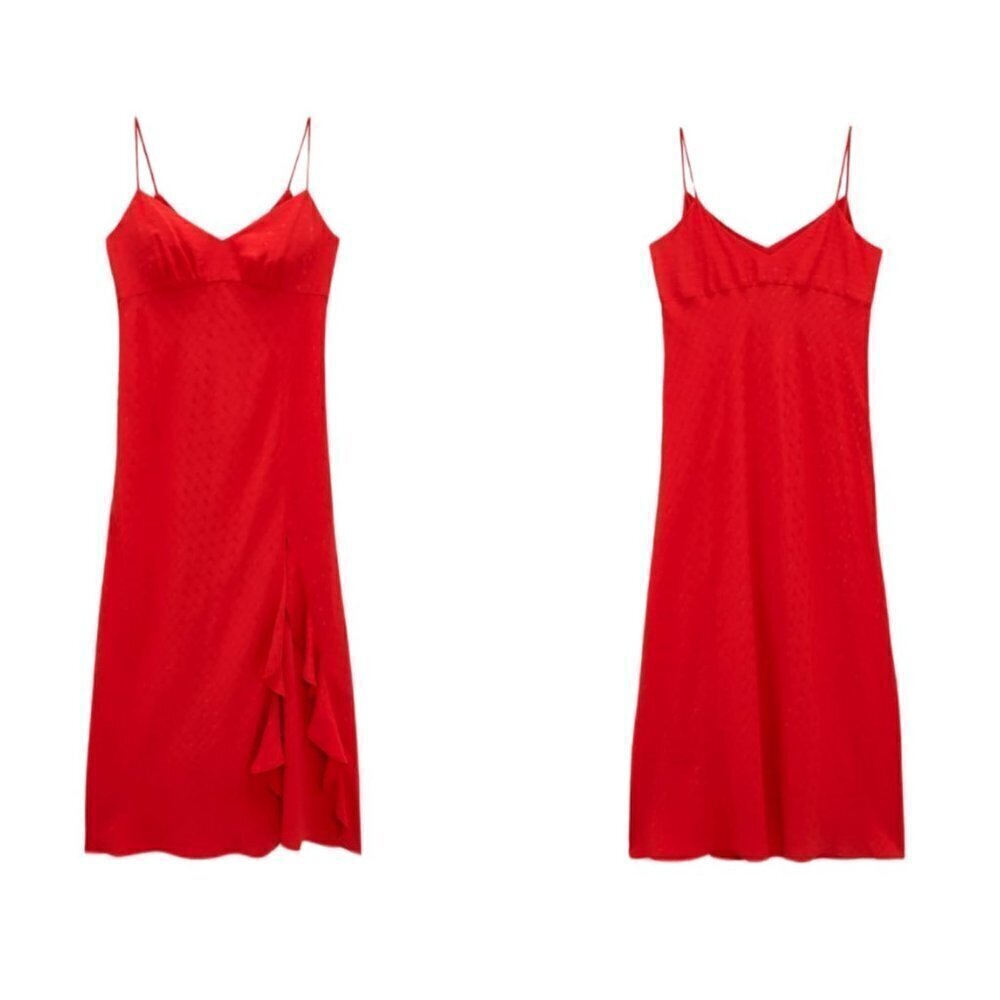 ZARA STRAPPY CAMISOLE DRESS RED | 2634/605 SIZE XS